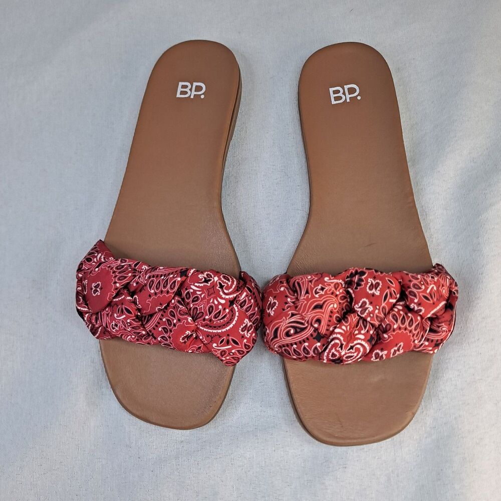 BP. Santos2 Women's Slide Sandals Size 9 Red Bandana Braided